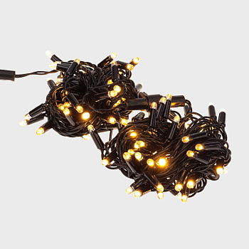 NEON-NIGHT Гирлянда Нить 10м, постоянное свечение, черный ПВХ, 230В, цвет: Тёплый белый 305-176