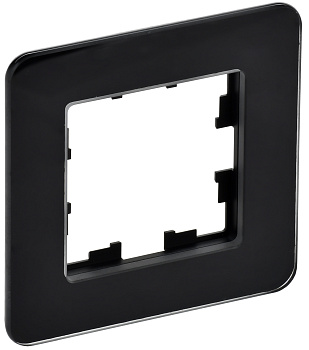 IEK BRITE DECOR Черный матовый стекло скругл.угол Рамка 1-мест. РУ-1-2-Бр RE
