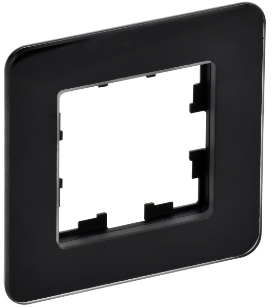 IEK BRITE DECOR Черный матовый стекло скругл.угол Рамка 1-мест. РУ-1-2-Бр RE