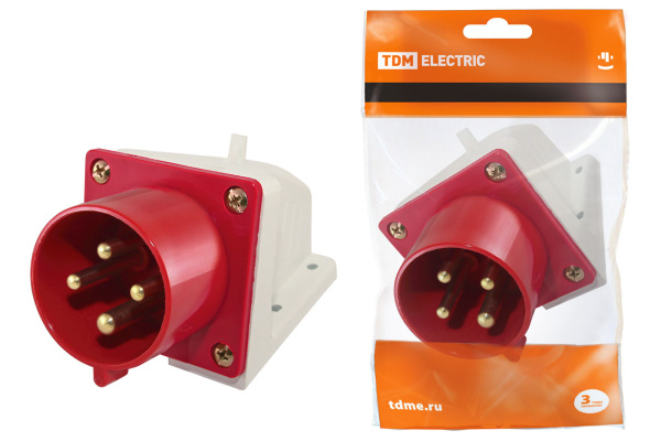 TDM Вилка 514 стационарная 3Р+РЕ 16А 380В IP44 SQ0605-0012