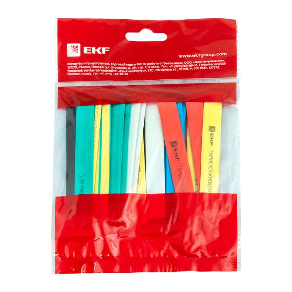Купить EKF PROxima Термоусаживаемая трубка ТУТ нг 12/6 набор:7 цветов по 3шт. 100мм.