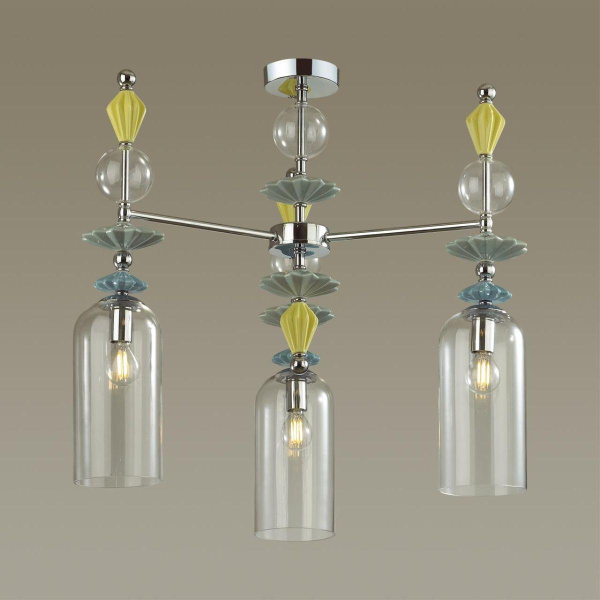 Купить Odeon Light 4893/3C CLASSIC ODL_EX22 33 хром/раноцветн./керамика/стекло Люстра потолочная E14 3*40W 4893/3C BIZET