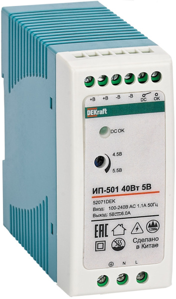 Dekraft Импульсный источник питания 40Вт 5В 6,0А ИП-501