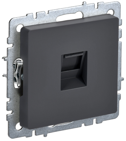 IEK BRITE BASE Графит Розетка комп. RJ45 кат.6 РК11-БрГ