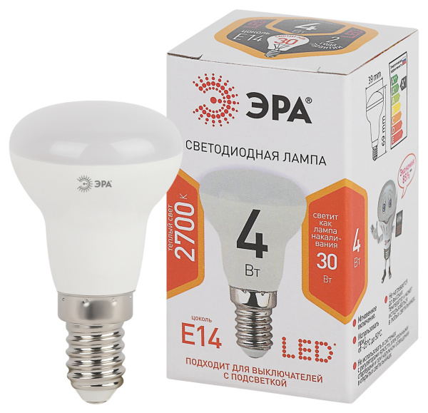 ЭРА LED R39-4W-827-E14 (диод, рефлектор, 4Вт, тепл, E14)