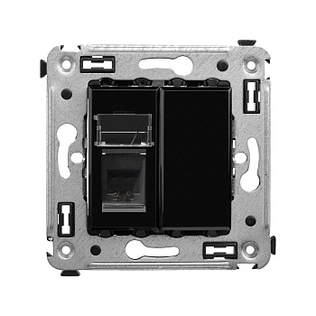 DKC Телефонная розетка RJ-12 в стену одинарная, "Avanti", "Черный квадрат"