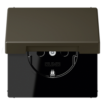 JUNG LS 990 Ombre naturelle 31(32140) Розетка с/з с защитными шторками с крышкой безвинт. зажим LC1520KIKL32140