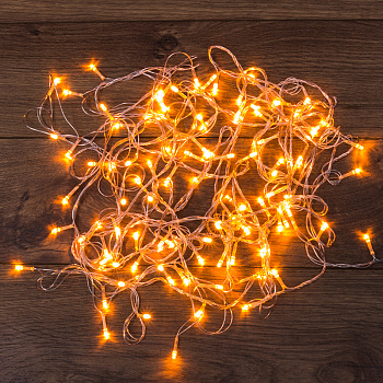 NEON-NIGHT Гирлянда светодиодная универсальная 100 LED ТЕПЛЫЙ БЕЛЫЙ 10 метров, прозрачный ПВХ, с контроллером 303-063