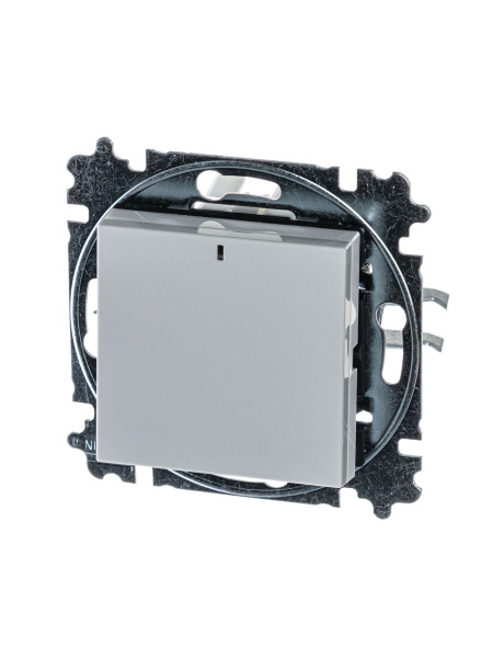 Купить ABB EPJ Levit серый / белый Переключатель 1-кл, с ориент, подсветкой 2CHH590646A6016