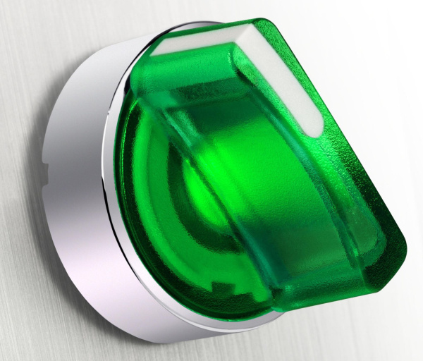 Купить SE XB4 Переключатель с фиксацией 1-2 зеленый 1НЗ+1НО подсветка 24В AC/DC IP65 XB4BK123B5