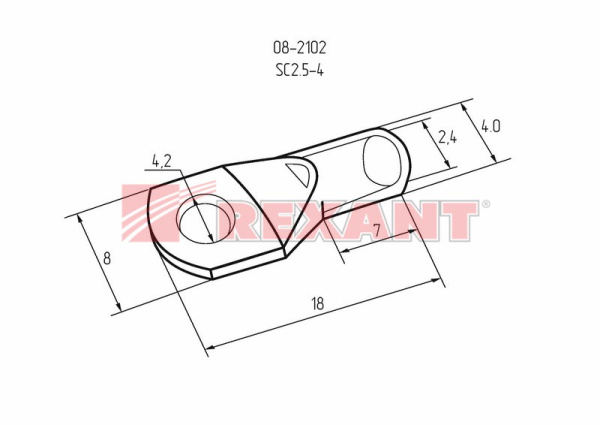 Купить Наконечник кольцевой ø3.5мм 2.5мм² (ТМЛ (DIN) 2.5-4) Rexant 08-2102
