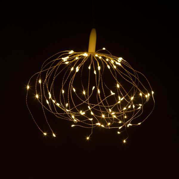 ЭРА Светодиодная новогодняя гирлянда ENIS-90W подвесной светильник Салют теплый белый 90 led 2*AA