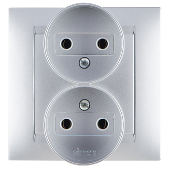 Simon 15 Алюминий Розетка 2-ая б/з литая, 16А, 250В, винт.зажим 1590457-033