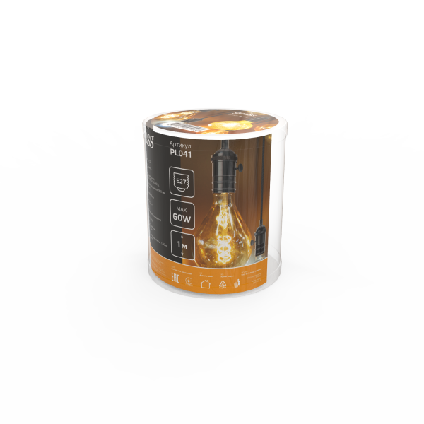 Купить Gauss Светильник подвесной PL041 черный E27, 1 м, 1/40