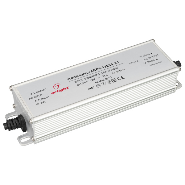 Arlight Блок питания ARPV-12250-A1 (12V, 21A, 252W) (IP67 Металл, 3 года) 031513