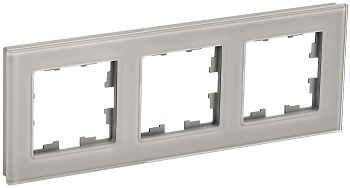 IEK BRITE DECOR Дымчатый глянец стекло Рамка 3-м РУ-3-2-БрД