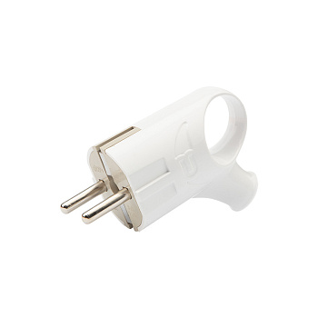 Вилка Евро угловая с з/к 16А с кольцом белая Rexant 11-8951