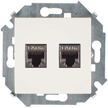 Simon 15 Слоновая кость Розетка компьютерная двойная 2хRJ45 кат.6A (АМР, FTP) 1591564-031