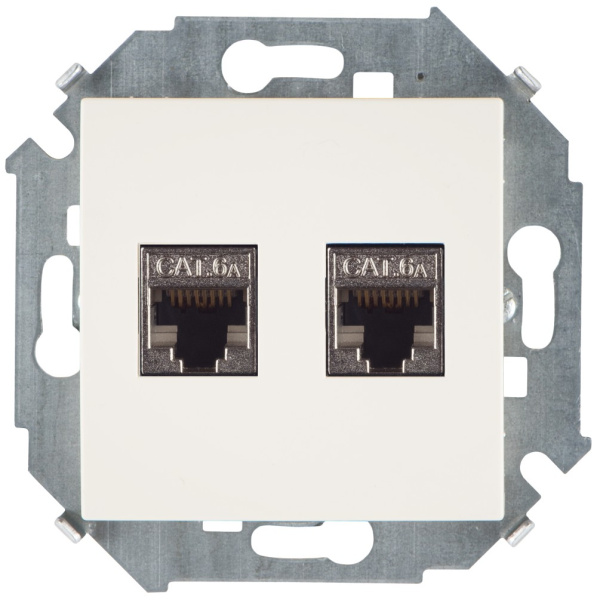 Simon 15 Слоновая кость Розетка компьютерная двойная 2хRJ45 кат.6A (АМР, FTP) 1591564-031