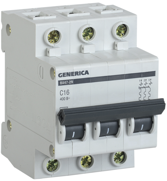 Купить IEK GENERICA Автоматический выключатель ВА47-29 3Р 63А 4,5кА х-ка С MVA25-3-063-C