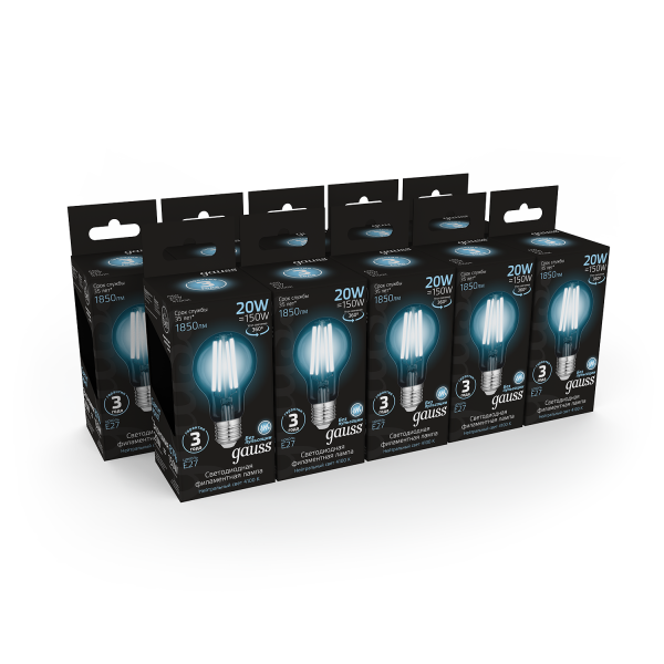 Купить Gauss Лампа Filament А60 20W 1850lm 4100К Е27 LED 102902220