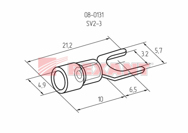 Купить Наконечник вилочный изолированный 3.2мм 1.5-2.5мм² (НВи 2.5-3) синий Rexant 08-0131
