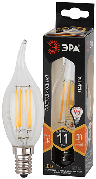 ЭРА F-LED BXS-11W-827-E14 (филамент, свеча на ветру, 11Вт, тепл, E14)