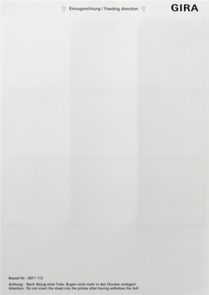Купить Gira Листы для надписей 69x67 мм 2871112