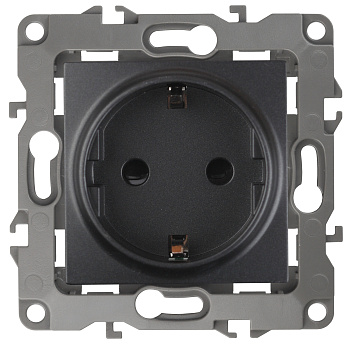 ЭРА 12-2101-05 Розетка 2P+E Schuko, 16A-250В, IP20, 12, Антрацит