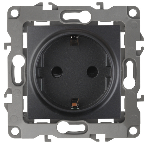 ЭРА 12-2101-05 Розетка 2P+E Schuko, 16A-250В, IP20, 12, Антрацит