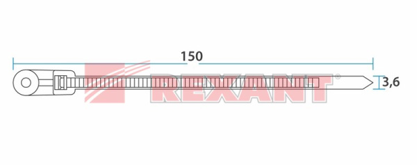 Купить Хомут под винт nylon 150 x 3,6 мм 100шт чёрный Rexant 07-0155