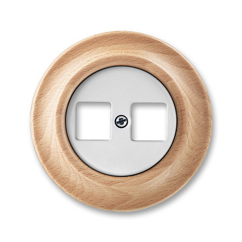 ABB Decento Белый фарфор/Натуральное дерево "Бук" Накладка с суппортом для информационных разъёмов 2CHK291018C4050