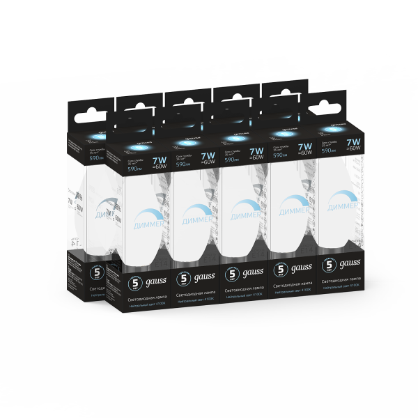 Купить Gauss Лампа Свеча 7W 590lm 4100К Е14 диммируемая LED 103101207-D