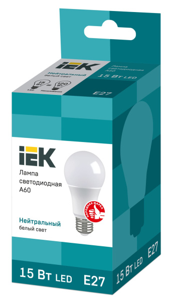 Купить IEK Лампа светодиодная ECO A60 шар 15Вт 230В 4000К E27
