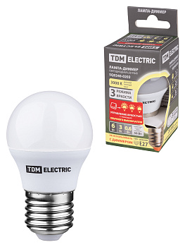 TDM Лампа светодиодная FG45-6 Вт-230 В-3000 К–E27 "Лампа-ДИММЕР" SQ0340-0203