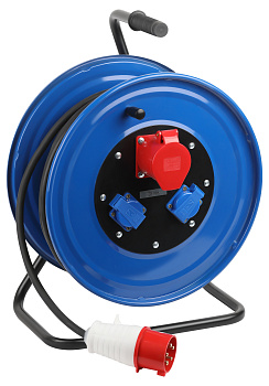 ЭРА Удлинитель силовой ЭРА IND380-RM-3e-5x4-20m-IP44 380В на катушке 3 розетки 1xCEE 5P/2xSCHUKO 20м КГ 5х4 32A IP44