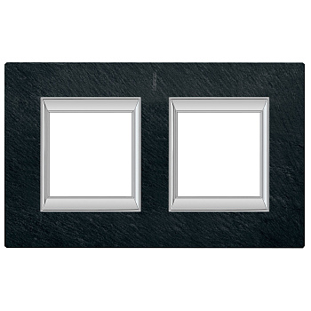 BT Axolute Черный мрамор Ардезия Рамка 2+2 мод прямоугольная (надпись вертикально) HA4802/2RLV
