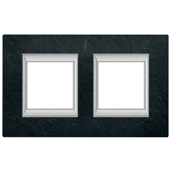 BT Axolute Черный мрамор Ардезия Рамка 2+2 мод прямоугольная (надпись вертикально) HA4802/2RLV