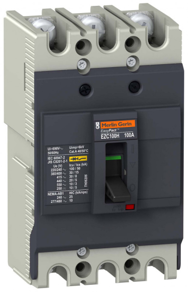 SE EasyPact EZC 100H Автоматический выключатель 3P/3Т 40A 30кA/380В EZC100H3040 SE EasyPact EZC 100H Автоматический выключатель 3P/3Т 40A 30кA/380В EZC100H3040