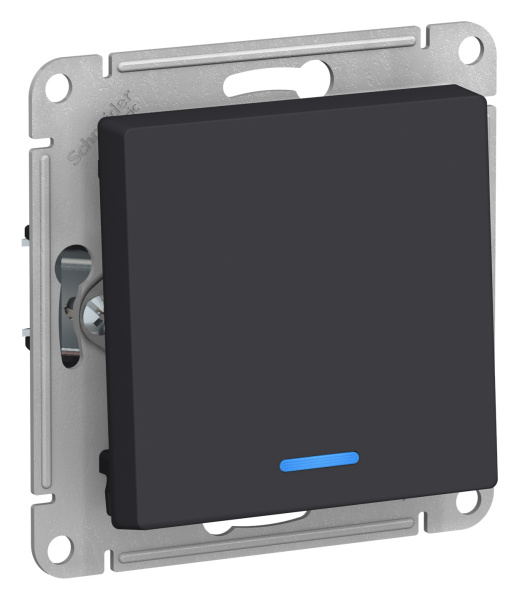 Купить Systeme Electric AtlasDesign Карбон Выключатель 1-клавишный с подсветкой, сх.1а, 10АХ, механизм
