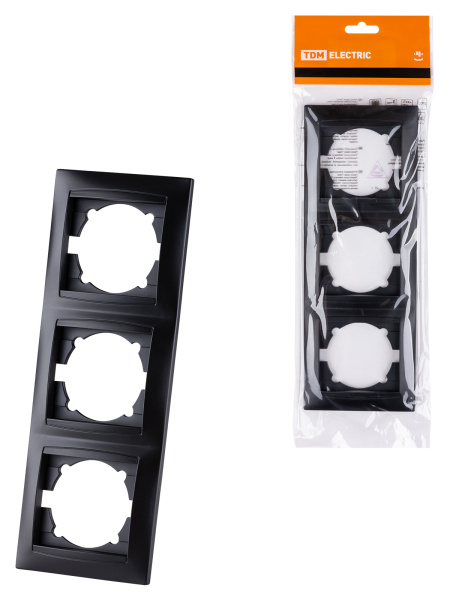 TDM Рамка 3-х постовая вертикальная графит "Лама" SQ1815-0634