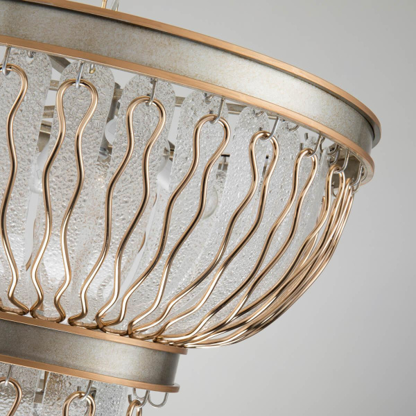 Купить Favourite Classic подвесная люстра каркас цвета французского серебра с золотой окантовкой, декоративные элементы из металла золотого цвета, подвески и 2696-5P