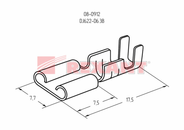 Купить Клемма плоская гнездо - 7.7мм 1-1.5мм² (РП-м 1.5-(6.3)) Rexant 08-0912