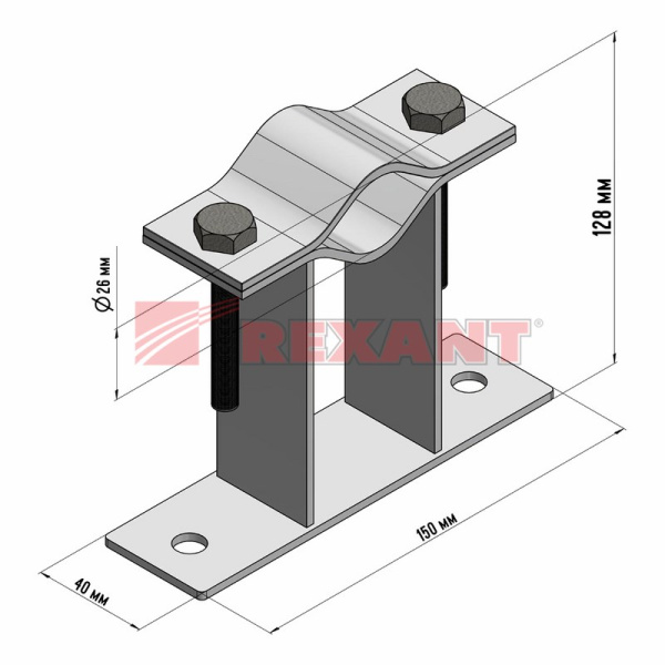 Купить Кронштейн для мачт плоский 100мм П-образный Rexant 34-0594