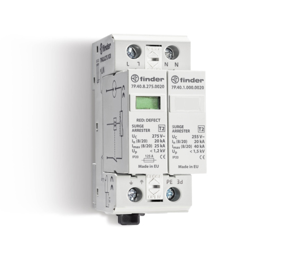 Finder УЗИП тип 2 (1 варистор/разрядник + 1 разрядник) 7P4282751020