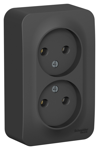 Купить Systeme Electric Blanca наруж Антрацит Розетка 2-ая б/з без шторок, 16А, 250В