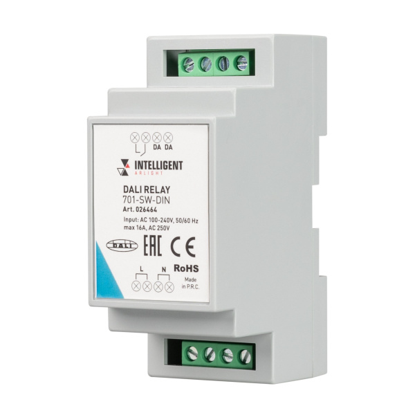 Arlight INTELLIGENT Релейный модуль DALI-701-SW-DIN (BUS, 16A) (INTELLIGENT DIN-рейка) 026464