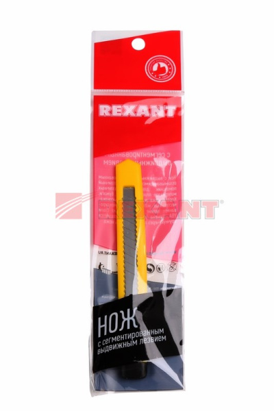 Купить Нож с сегментированным лезвием 9 мм, корпус пластик, c клипсой Rexant 12-4905