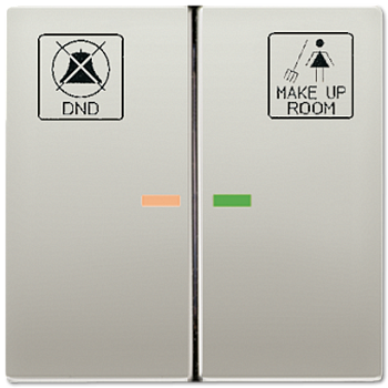 JUNG LS 990 Edelstahl Клавиша 2-ая с красной и зелёной линзами, с символами DND и Make up room ES2995KO5-641