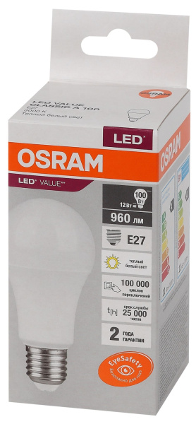 Купить Osram LVCLA100 12SW/830 230V E27 10X1 4058075578975